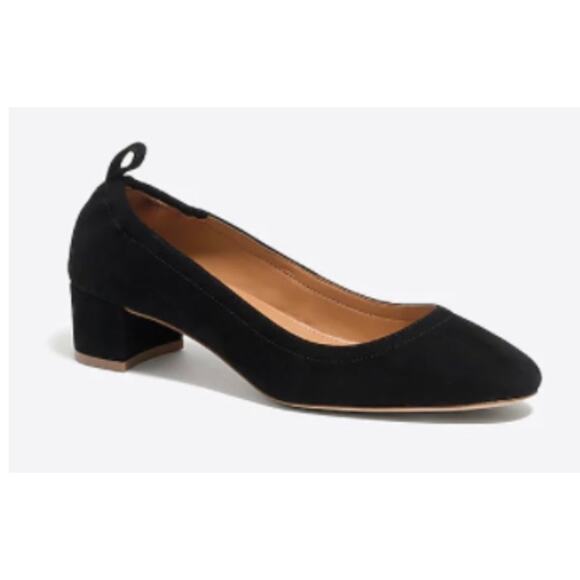 J by J. Crew Anya Black Suede Leather Block Heels H7806 Women's Size 6 - Picture 1 of 7
